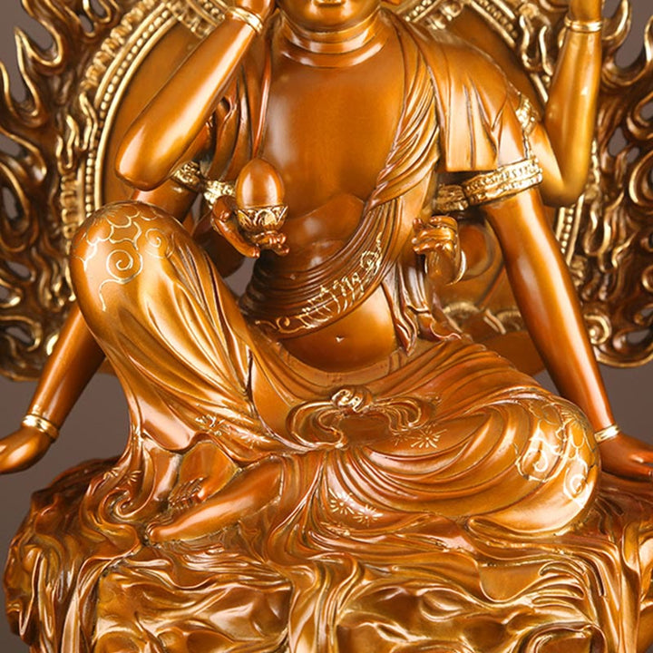 Buddha Stones Kwan Yin Avalokitesvara Success Brass Copper Statue Home Desk Altar Decoration - image 9