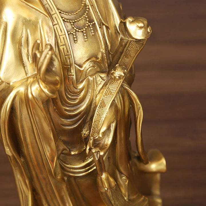 Buddha Stones Golden Standing Kwan Yin Avalokitesvara Wealth Brass Copper Statue Home Desk Decoration - image 9