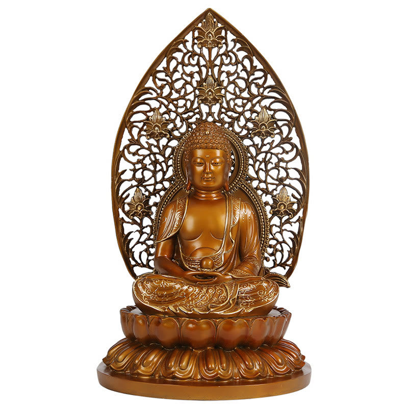 Buddha Stones Sakyamuni Amitabha Medicine Buddha Figurine Serenity Copper Statue Home Offering Decoration