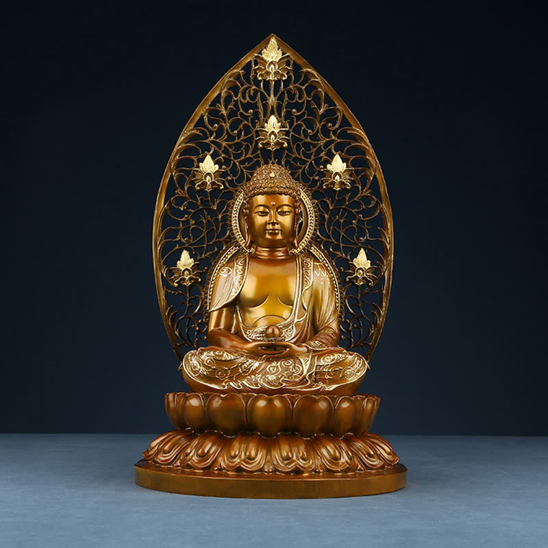 Buddha Stones Sakyamuni Amitabha Medicine Buddha Figurine Serenity Copper Statue Home Offering Decoration - image 8