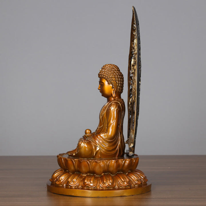 Buddha Stones Sakyamuni Amitabha Medicine Buddha Figurine Serenity Copper Statue Home Offering Decoration - image 7