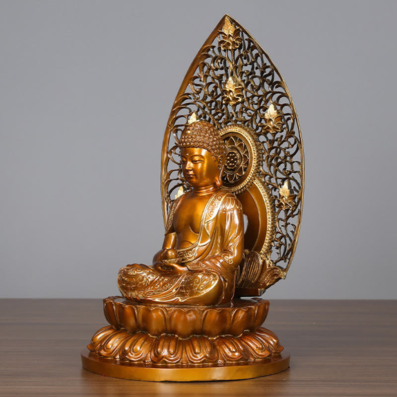 Buddha Stones Sakyamuni Amitabha Medicine Buddha Figurine Serenity Copper Statue Home Offering Decoration