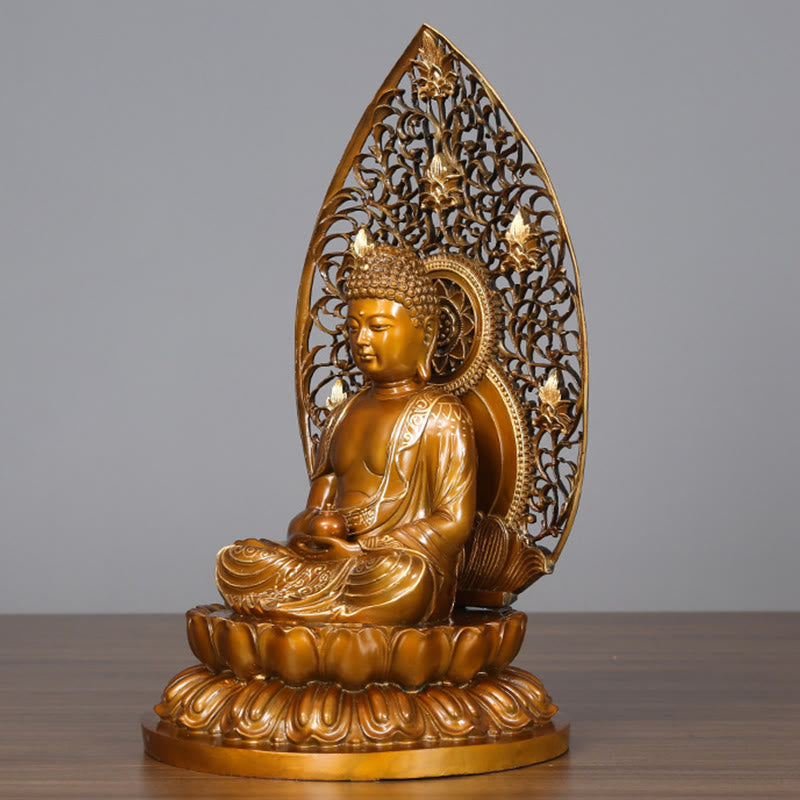 Buddha Stones Sakyamuni Amitabha Medicine Buddha Figurine Serenity Copper Statue Home Offering Decoration