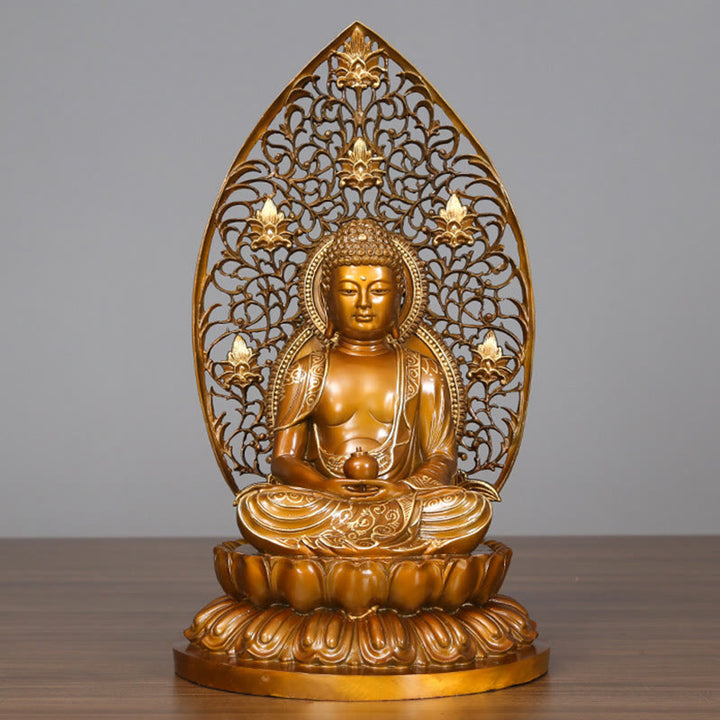 Buddha Stones Sakyamuni Amitabha Medicine Buddha Figurine Serenity Copper Statue Home Offering Decoration - Medicine Buddha 24*23*45cm - image 13