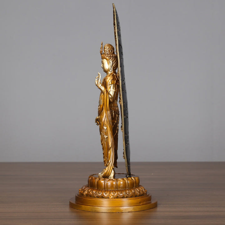 Buddha Stones Kwan Yin Avalokitesvara Aura Harmony Brass Copper Statue Home Desk Decoration - image 4