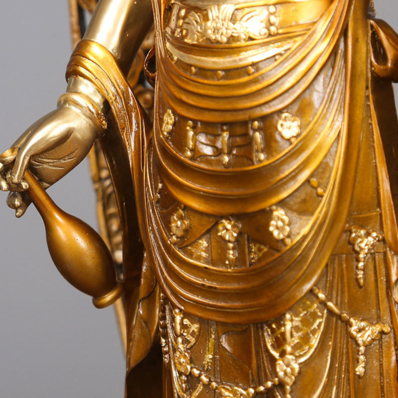 Buddha Stones Kwan Yin Avalokitesvara Aura Harmony Brass Copper Statue Home Desk Decoration - image 8