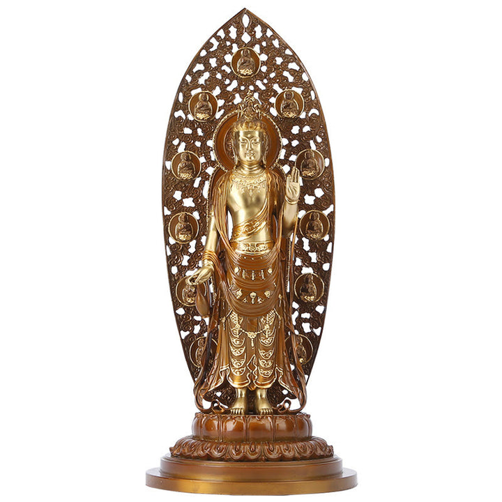 Buddha Stones Kwan Yin Avalokitesvara Aura Harmony Brass Copper Statue Home Desk Decoration