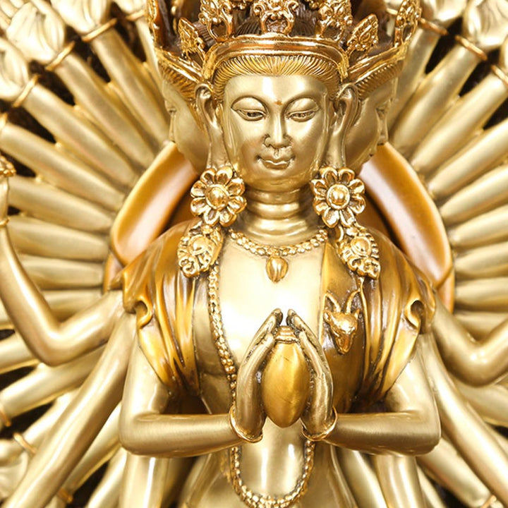Buddha Stones Handmade Thousand-armed Avalokitesvara Kwan Yin Wealth Brass Copper Statue Decoration - image 7