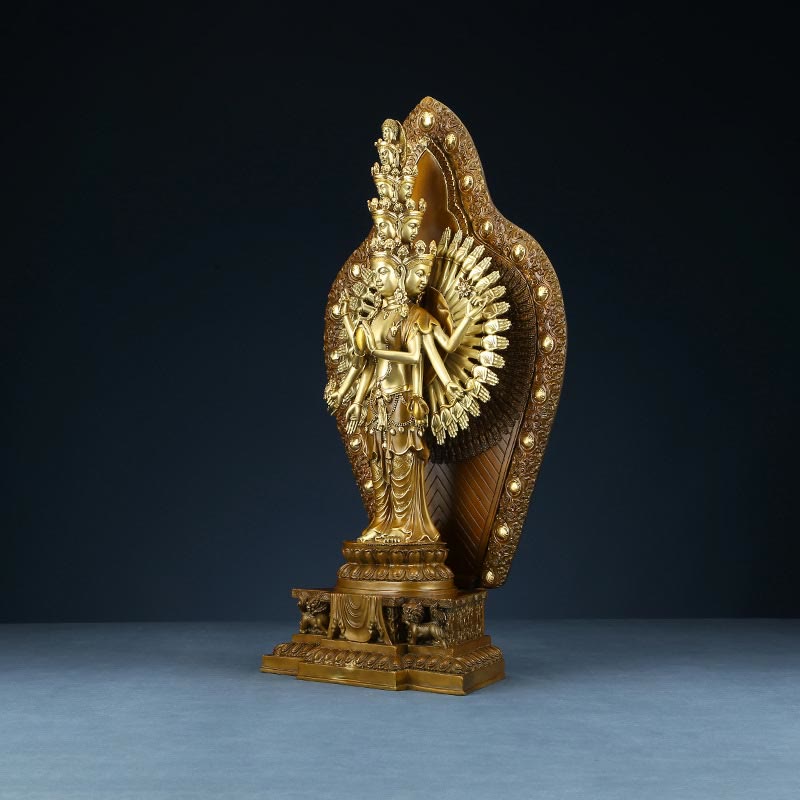 Buddha Stones Handmade Thousand-armed Avalokitesvara Kwan Yin Wealth Brass Copper Statue Decoration - image 13