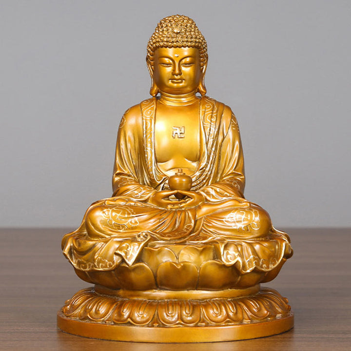 Buddha Stones Amitabha Sakyamuni Medicine Buddha Figurine Compassion Metal Copper Statue Home Decoration