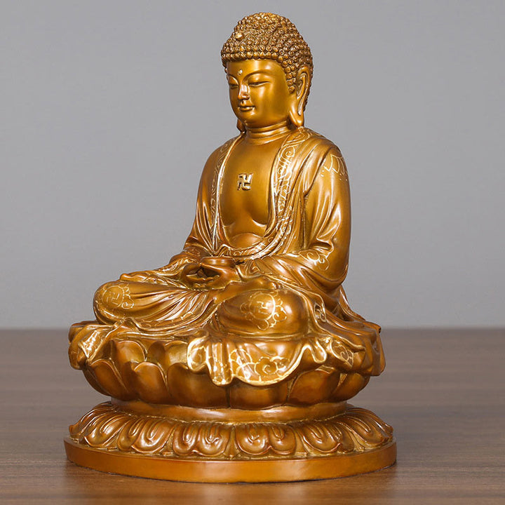 Buddha Stones Amitabha Sakyamuni Medicine Buddha Figurine Compassion Metal Copper Statue Home Decoration