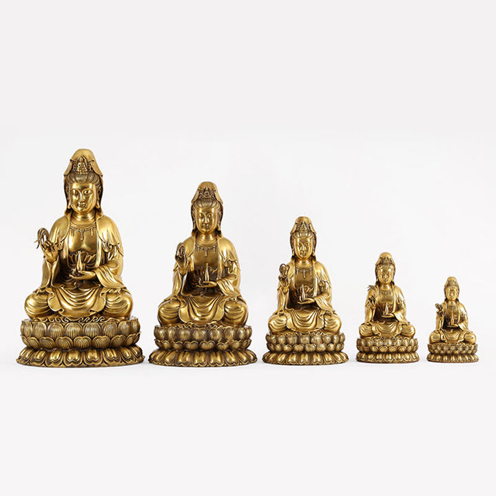 Buddha Stones Kwan Yin Avalokitesvara Holding A Willow Bottle Harmony Brass Copper Statue Home Decoration - image 21