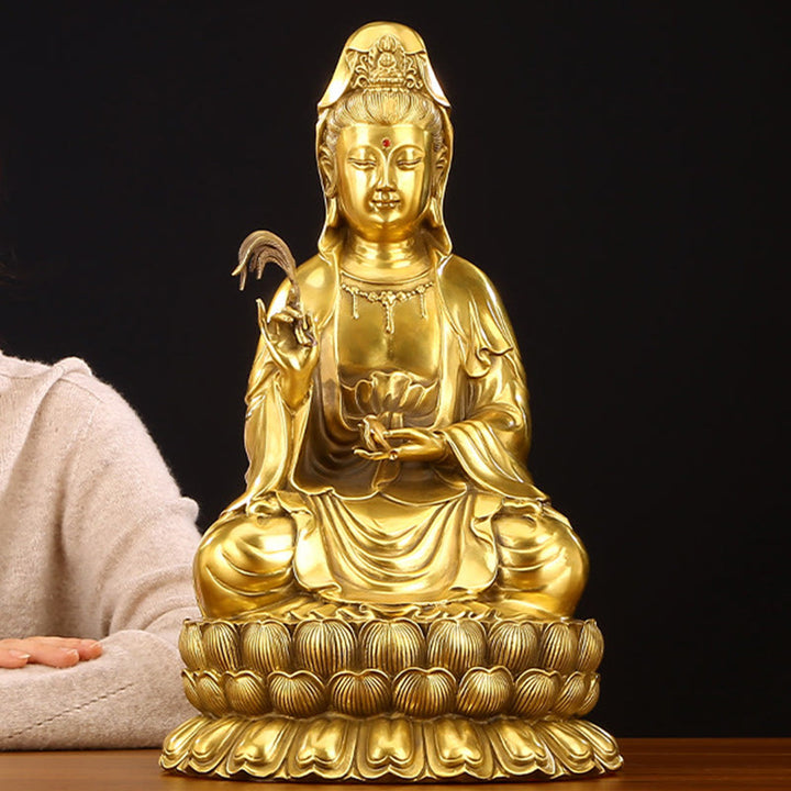 Buddha Stones Kwan Yin Avalokitesvara Holding A Willow Bottle Harmony Brass Copper Statue Home Decoration - image 17