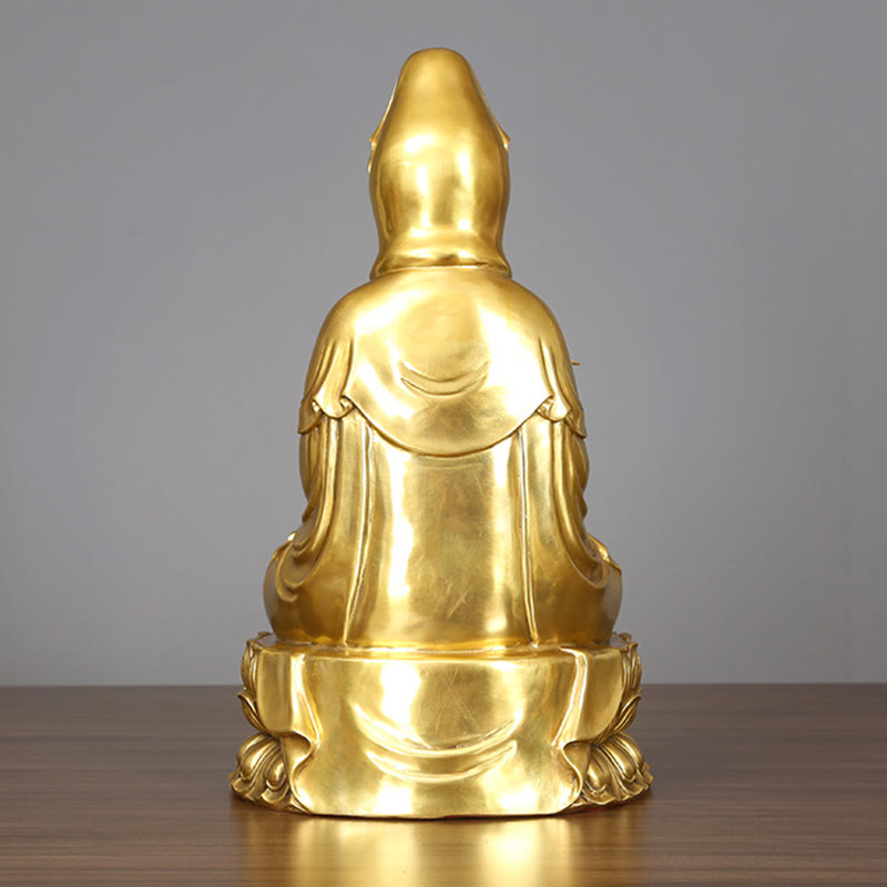 Buddha Stones Kwan Yin Avalokitesvara Holding A Willow Bottle Harmony Brass Copper Statue Home Decoration