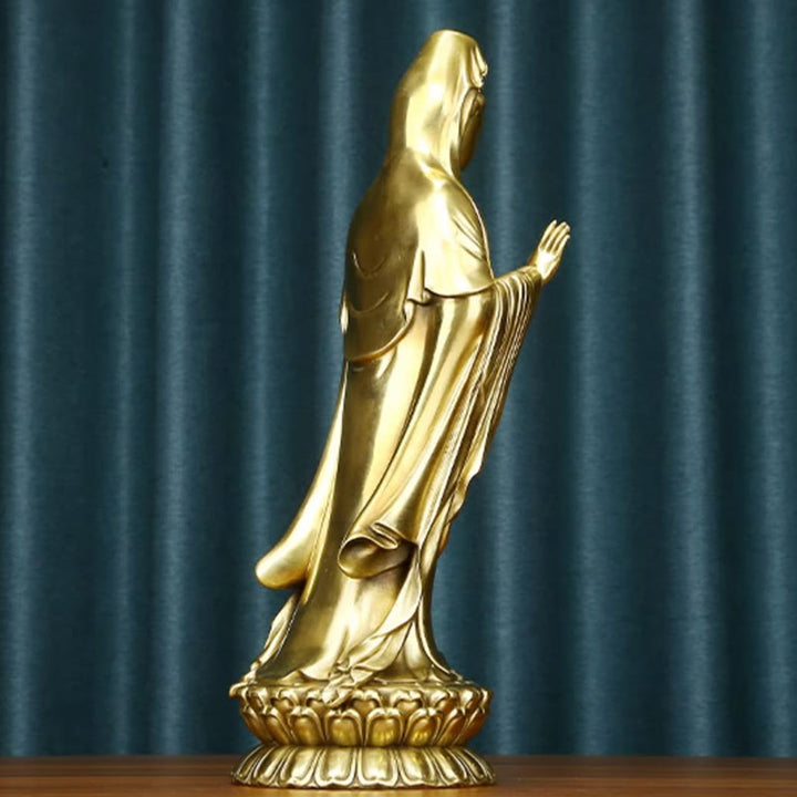 Buddha Stones Kwan Yin Avalokitesvara Holding The Dharma Wheel Wealth Brass Copper Statue Decoration - image 17