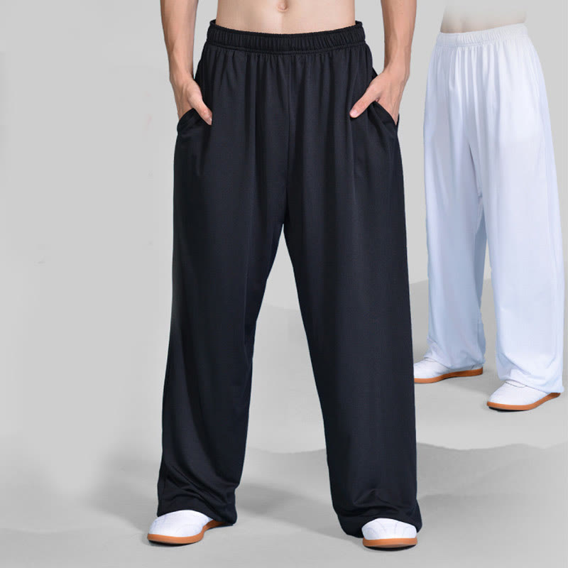 Buddha Stones Summer Unisex Elastic Waist Tai Chi Qigong Practice Pants With Pockets - image 0