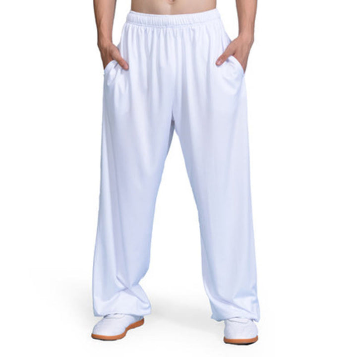 Buddha Stones Summer Unisex Elastic Waist Tai Chi Qigong Practice Pants With Pockets - White - 3XL-FIT FOR US/UK/AU/EU-2XL - image 7