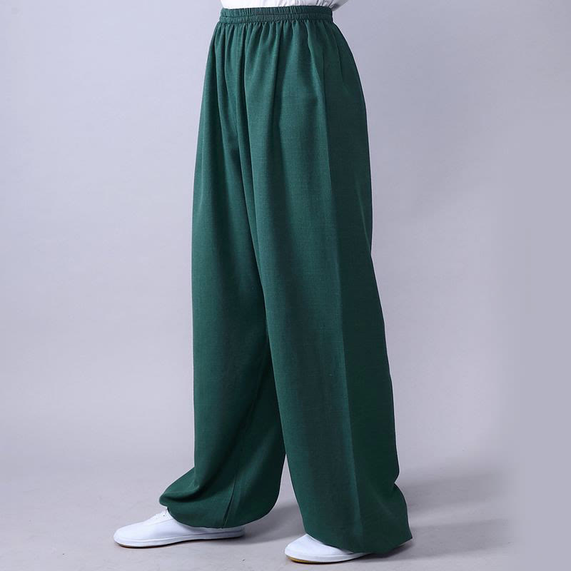 Buddha Stones Summer Elastic Waist Tai Chi Qigong Practice Cotton Linen Unisex Pants - LightSeaGreen - 3XL-FIT FOR US/UK/AU/EU-2XL - image 11