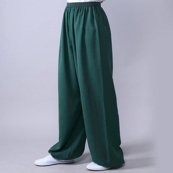 Buddha Stones Summer Elastic Waist Tai Chi Qigong Practice Cotton Linen Unisex Pants - LightSeaGreen - 3XL-FIT FOR US/UK/AU/EU-2XL - image 11