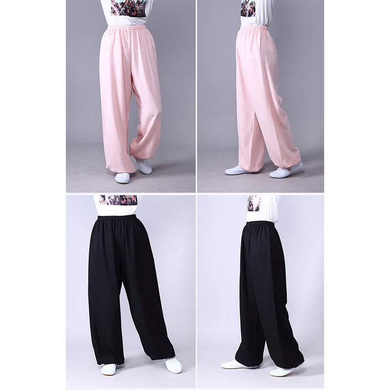 Buddha Stones Summer Elastic Waist Tai Chi Qigong Practice Cotton Linen Unisex Pants - image 19