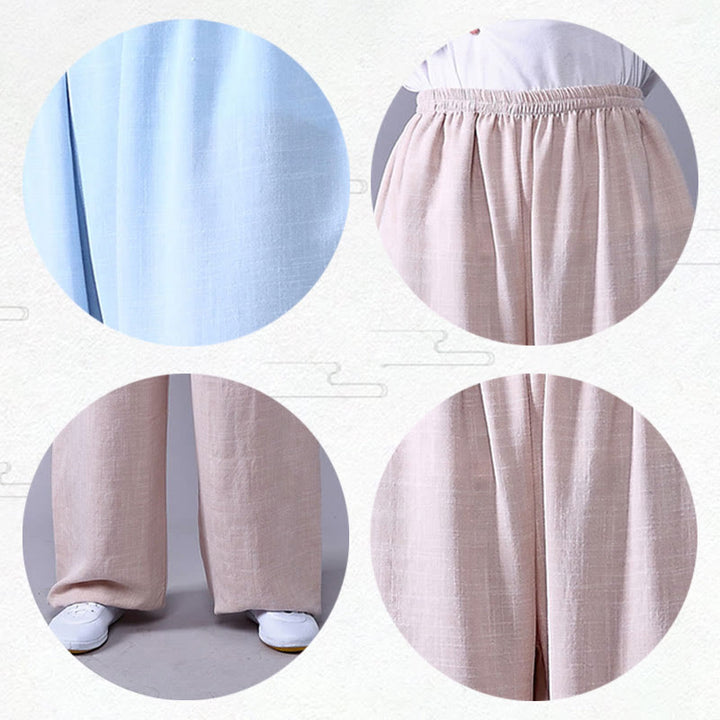 Buddha Stones Summer Elastic Waist Tai Chi Qigong Practice Cotton Linen Unisex Pants - image 11