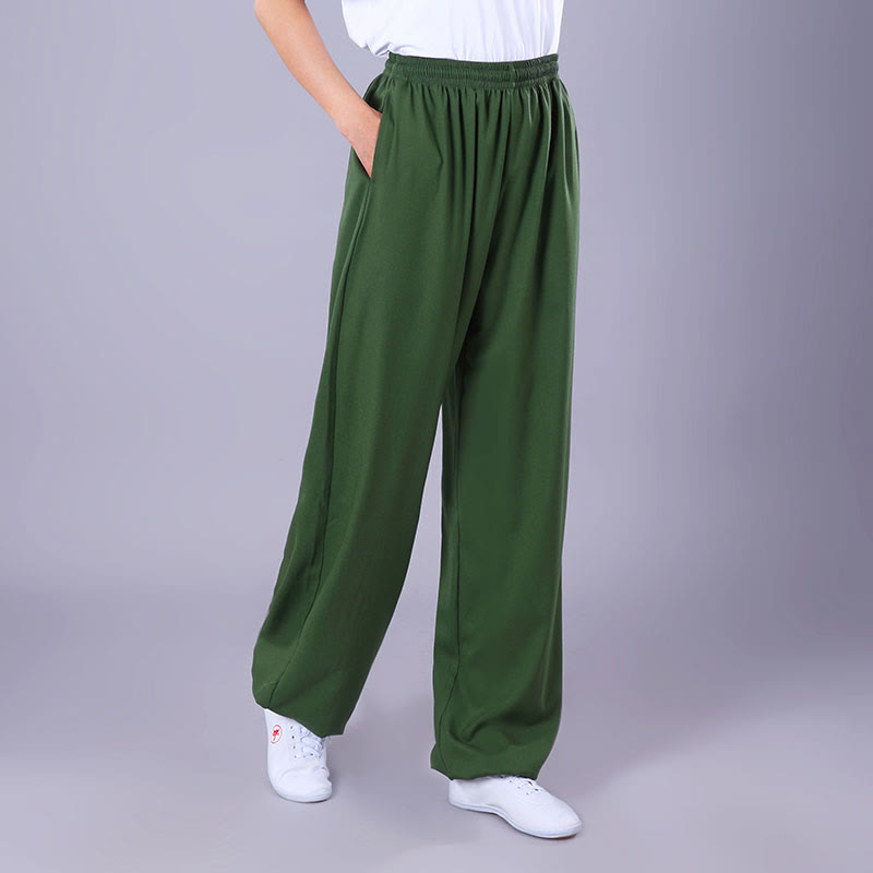 Buddha Stones Summer Unisex Elastic Waist Tai Chi Qigong Practice Breathable Cotton Linen Pants With Pockets - DarkSeaGreen - 3XL-FIT FOR US/UK/AU/EU-2XL - image 18