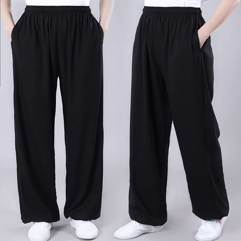 Buddha Stones Summer Unisex Elastic Waist Tai Chi Qigong Practice Breathable  Pants With Pockets - image 9