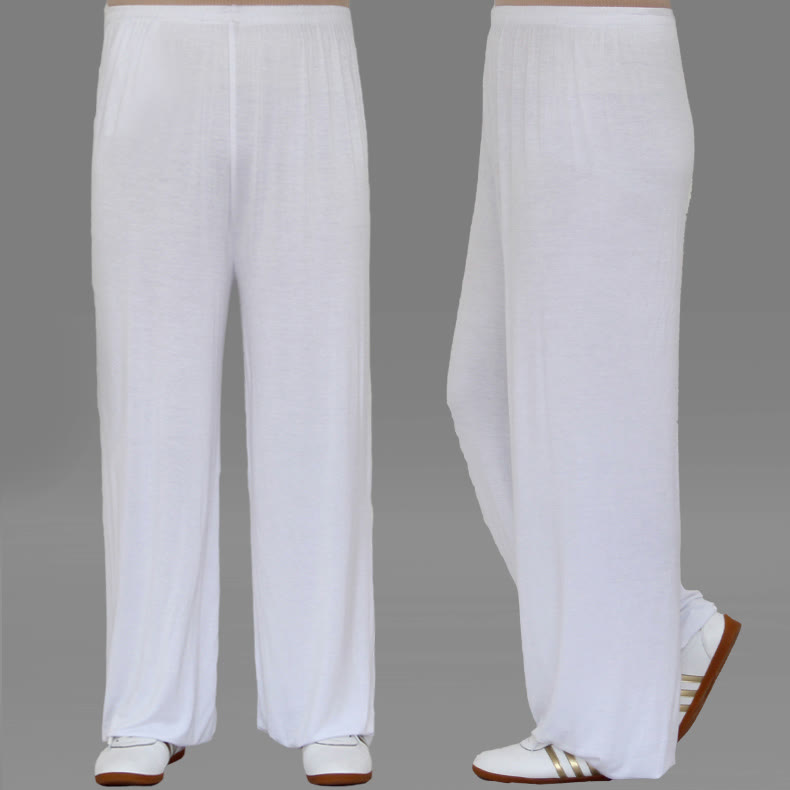 Buddha Stones Summer Elastic Waist Tai Chi Qigong Practice Modal Unisex Pants - White - 3XL-FIT FOR US/UK/AU/EU-2XL - image 10