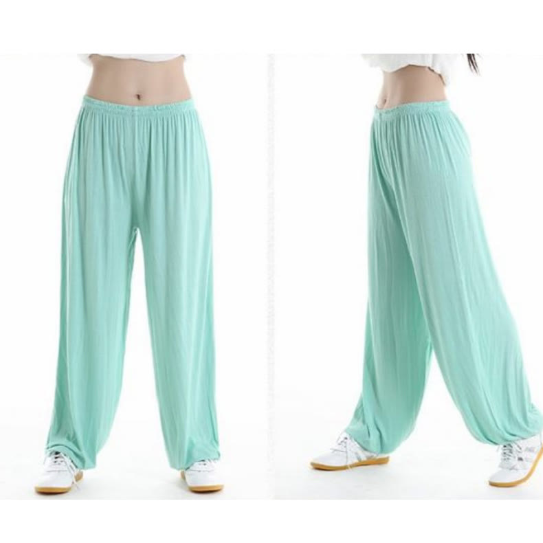 Buddha Stones Summer Elastic Waist Tai Chi Qigong Practice Modal Unisex Pants - image 21