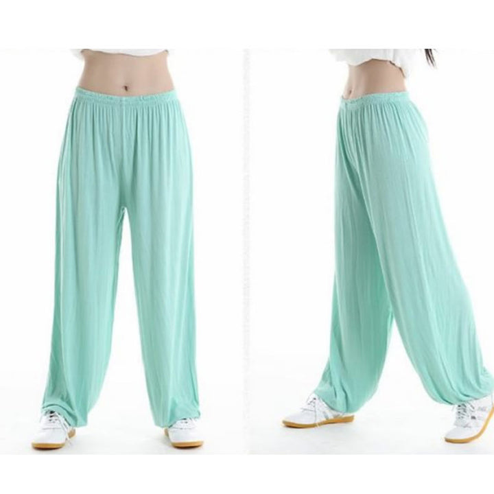 Buddha Stones Summer Elastic Waist Tai Chi Qigong Practice Modal Unisex Pants - image 21