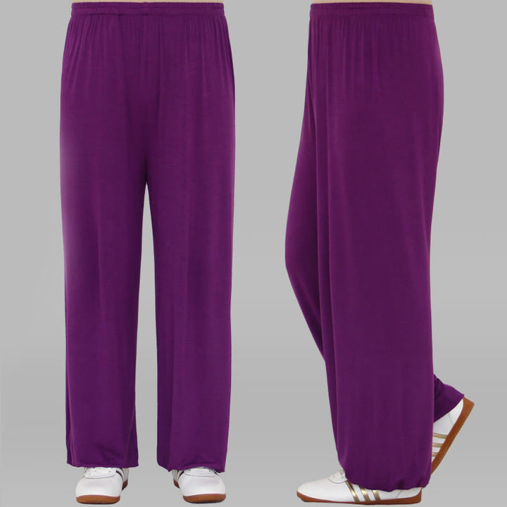 Buddha Stones Summer Elastic Waist Tai Chi Qigong Practice Modal Unisex Pants - Purple - 3XL-FIT FOR US/UK/AU/EU-2XL - image 7