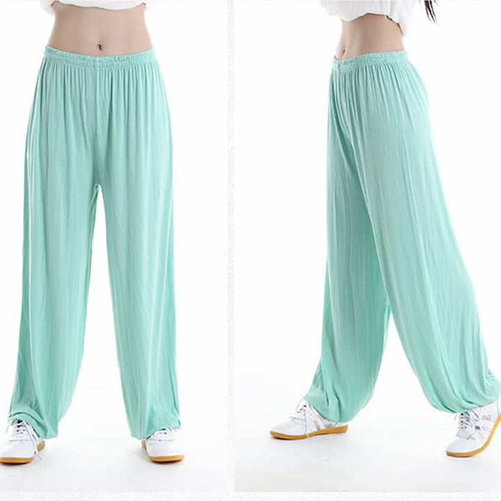 Buddha Stones Summer Elastic Waist Tai Chi Qigong Practice Modal Unisex Pants