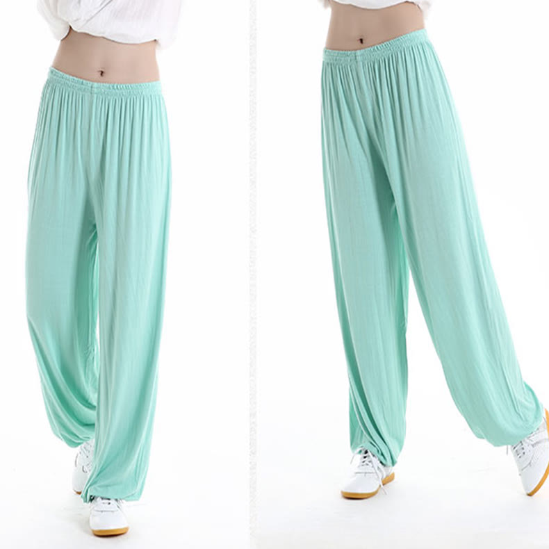 Buddha Stones Summer Elastic Waist Tai Chi Qigong Practice Modal Unisex Pants - image 22