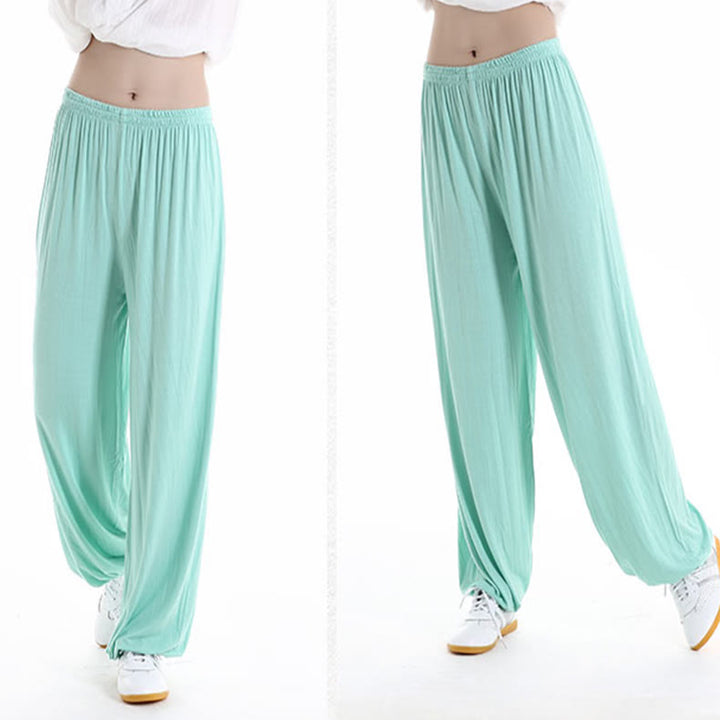 Buddha Stones Summer Elastic Waist Tai Chi Qigong Practice Modal Unisex Pants