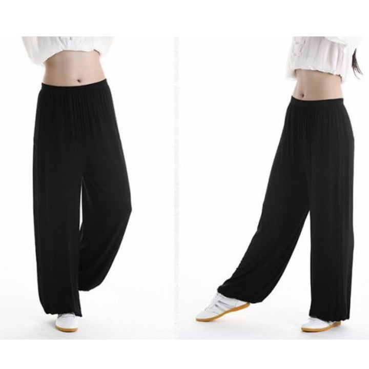 Buddha Stones Summer Elastic Waist Tai Chi Qigong Practice Modal Unisex Pants