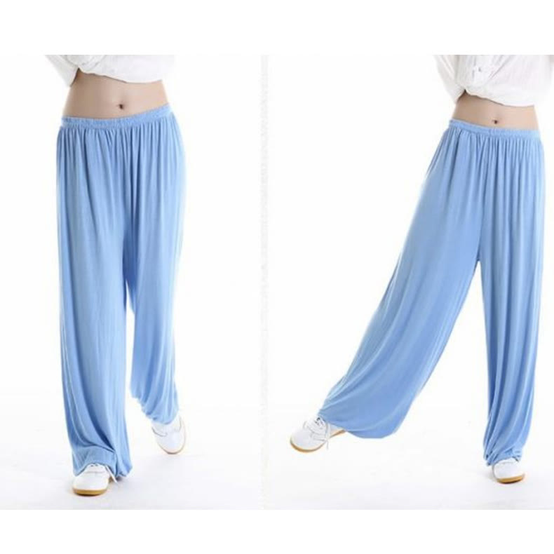 Buddha Stones Summer Elastic Waist Tai Chi Qigong Practice Modal Unisex Pants