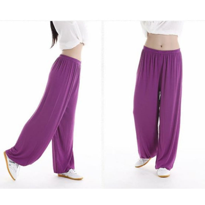 Buddha Stones Summer Elastic Waist Tai Chi Qigong Practice Modal Unisex Pants