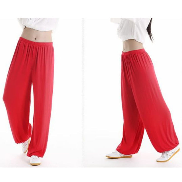 Buddha Stones Summer Elastic Waist Tai Chi Qigong Practice Modal Unisex Pants