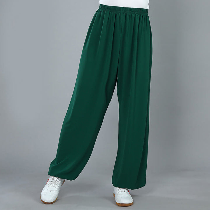 Buddha Stones Summer Unisex Elastic Waist Tai Chi Kung Fu Qigong Practice Cotton Breathable Pants With Pockets - SeaGreen - 3XL-FIT FOR US/UK/AU/EU-2XL - image 16