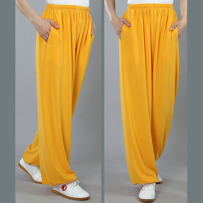 Buddha Stones Summer Unisex Elastic Waist Tai Chi Kung Fu Qigong Practice Cotton Breathable Pants With Pockets - image 11