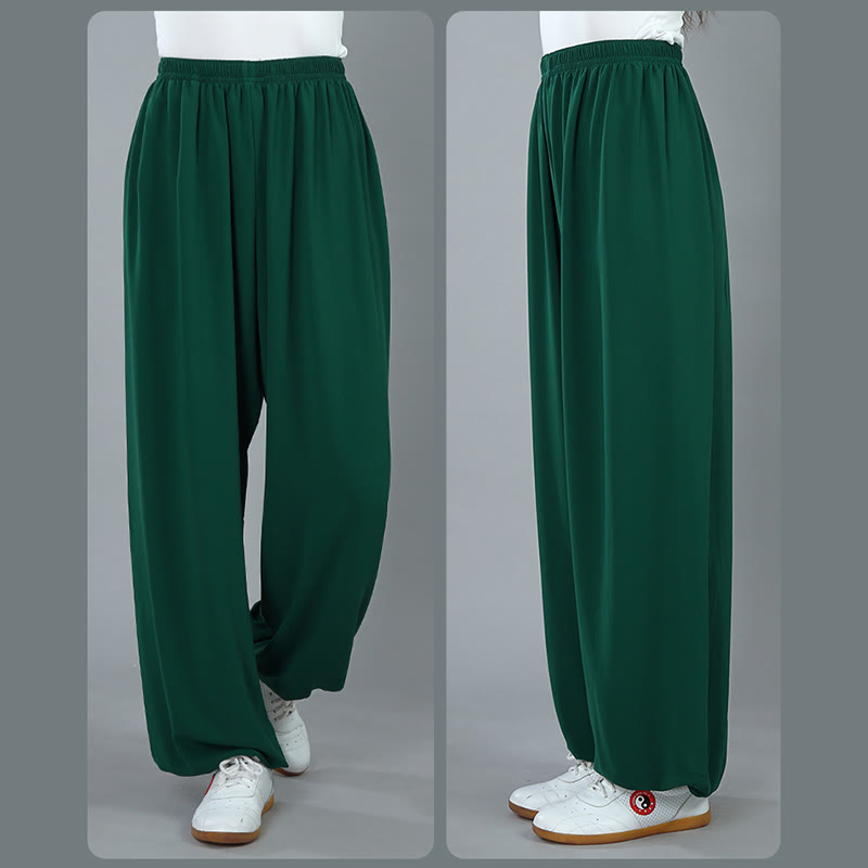 Buddha Stones Summer Unisex Elastic Waist Tai Chi Kung Fu Qigong Practice Cotton Breathable Pants With Pockets - image 17