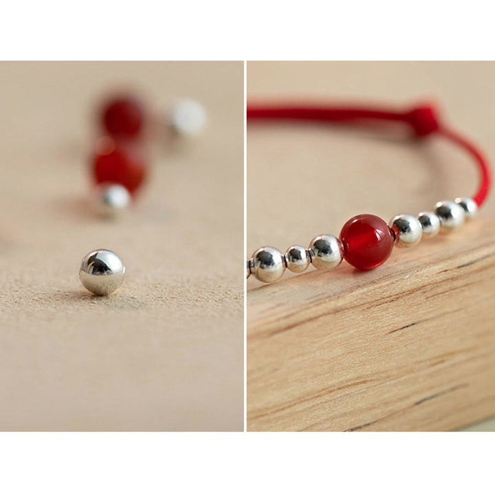 Buddha Stones Handmade 925 Sterling Silver Fu Character Red Agate Fortune Braided Ultra-Thin Rope Bracelet - image 6