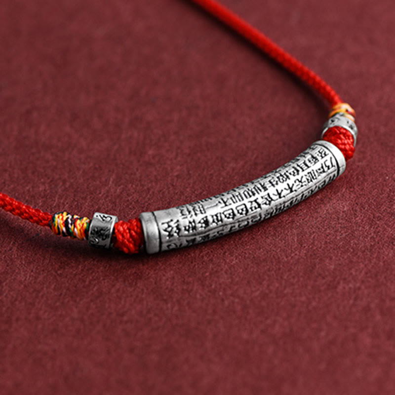 Buddha Stones 999 Sterling Silver Six True Word Heart Sutra String Necklace Pendant - image 14