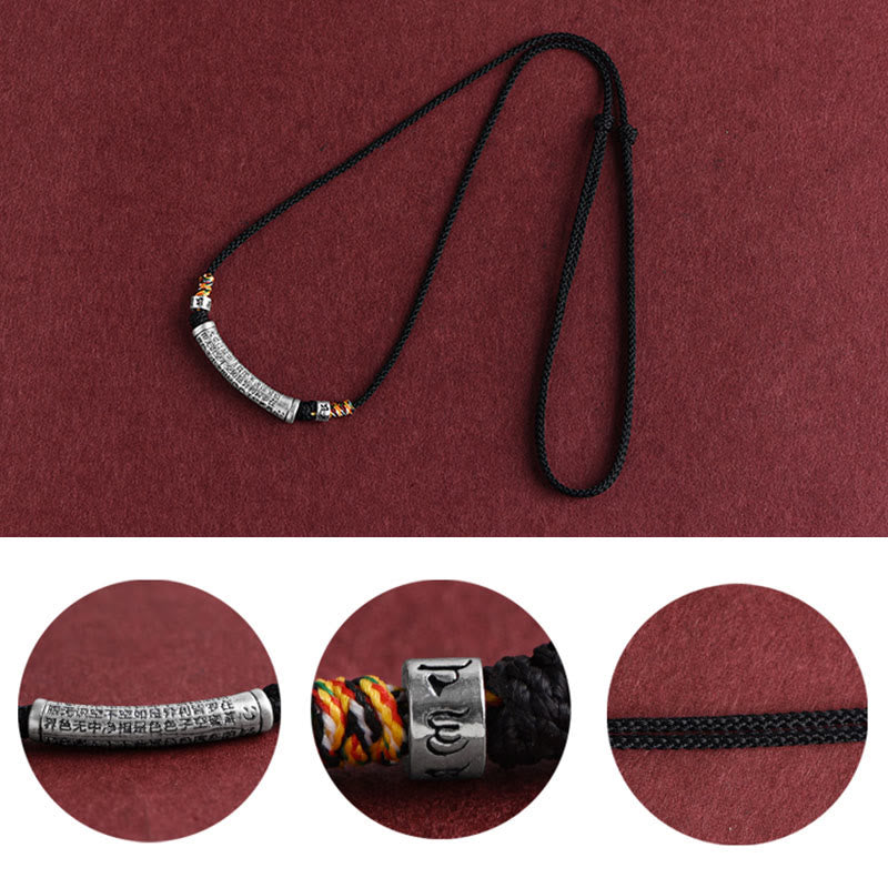 Buddha Stones 999 Sterling Silver Six True Word Heart Sutra String Necklace Pendant - image 10