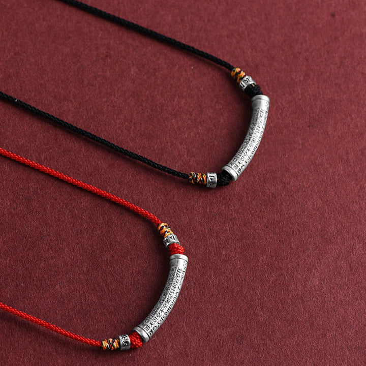 Buddha Stones 999 Sterling Silver Six True Word Heart Sutra String Necklace Pendant - image 16