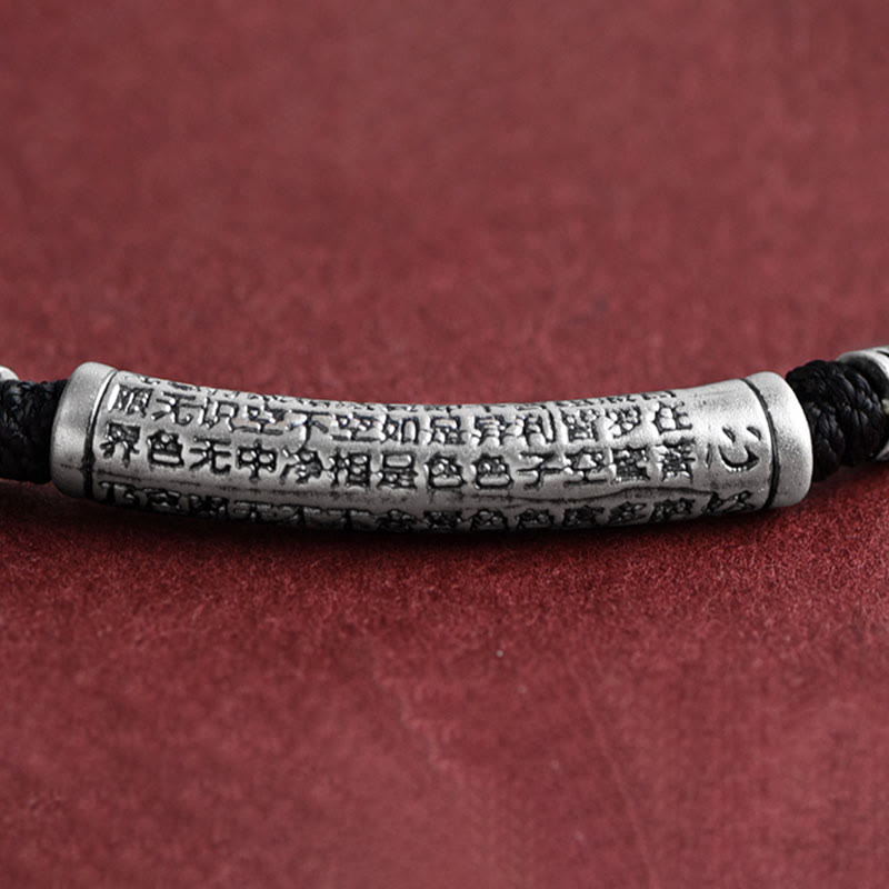 Buddha Stones 999 Sterling Silver Six True Word Heart Sutra String Necklace Pendant - image 4