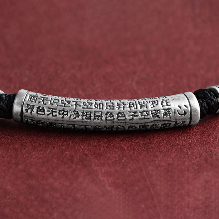 Buddha Stones 999 Sterling Silver Six True Word Heart Sutra String Necklace Pendant - image 4