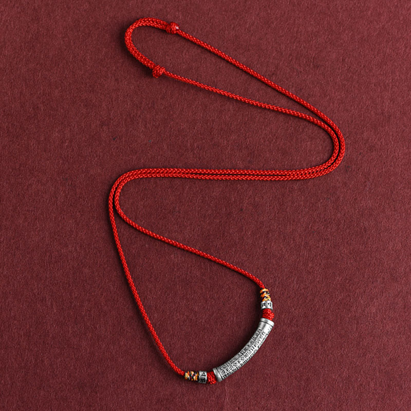 Buddha Stones 999 Sterling Silver Six True Word Heart Sutra String Necklace Pendant - image 12