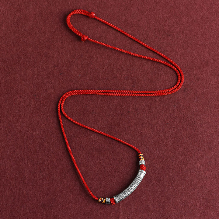 Buddha Stones 999 Sterling Silver Six True Word Heart Sutra String Necklace Pendant - image 12