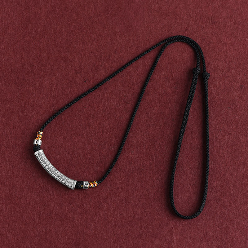 Buddha Stones 999 Sterling Silver Six True Word Heart Sutra String Necklace Pendant - image 2